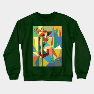 Woman at Cafe Crewneck Sweatshirt